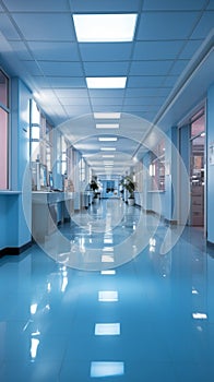 Abstract blur highlights hospital and clinic interiors, suggesting bustling healthcare environments