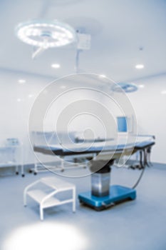 Abstract blur of hospital and clinic interior. Modern equipment in operating room. Medical devices for neurosurgery