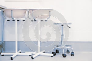 Abstract blur of hospital and clinic interior. Modern equipment in operating room. Medical devices for neurosurgery