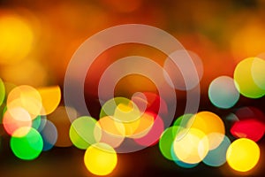 Abstract blur Lights of Christmas Tree soft focus and Blurred Bokeh Defocused Background colorful garland