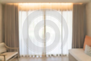 Abstract blur living room with curtain and sunlight