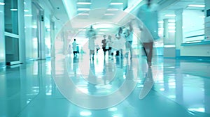 Abstract Blur in Modern Hospital Corridor. Healthcare Professional Rush. Concept of Emergency and Urgent Care. Style