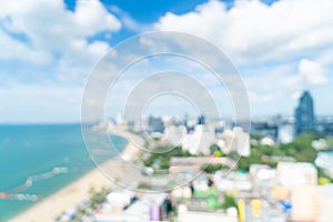 Abstract blur Pattaya city skyline view in Thailand