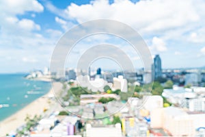 Abstract blur Pattaya city skyline view in Thailand