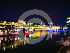 abstract Blur photo of Scenery view in the night of fenghuang old town