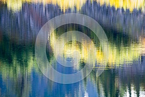 Abstract Blur Reflections Forest in Lake Water photo