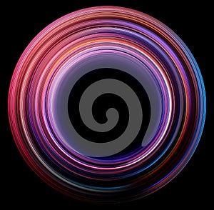 Abstract blured neon colorful circle on black background