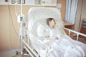 Abstract blurred background of child admitted at hospital room.