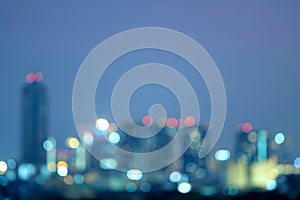 Abstract blurred background cityscape of Krung Thep Maha Nakhon (Bangkok) on night scene