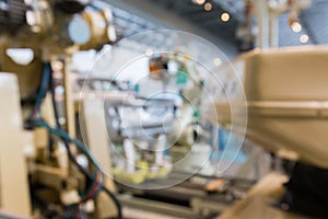 Abstract blurred background interior of car production factory b