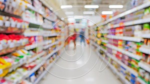 Abstract blurred background, People shopping goods  on shelves in super market