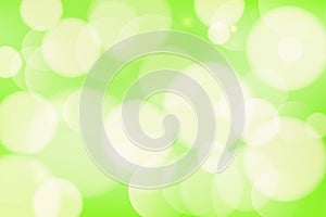 Abstract blurred beautiful green and white bokeh lights with soft light background illustration.