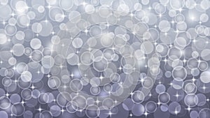 Abstract Blurred Bokeh, Shining Sparkles and Bubbles in Dark Grey Background