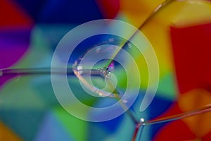 Abstract blurred bubbles on a colorful background, macro photography