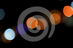 Abstract blurred circle bokeh lights backgrounds, Colorful bokeh of city night light