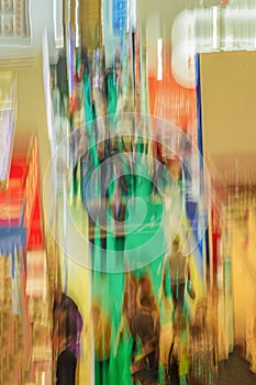 Abstract blurred event exhibition hall with people, business convention show, fair organization
