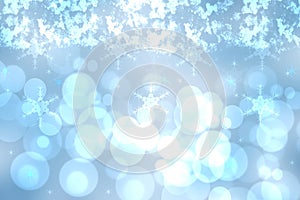 Abstract blurred festive blue background for winter Christmas with bokeh defocused blue lights