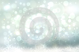 Abstract blurred festive delicate winter christmas or Happy New Year background texture with shiny light turquoise blue and bright