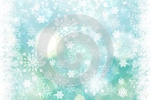 Abstract blurred festive delicate winter christmas or Happy New Year background texture with shiny light turquoise blue and bright