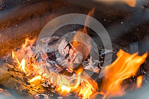 Abstract Blurred Fire and Coal Background, Concept of Grilling Season