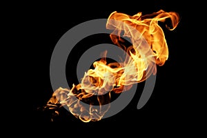 Abstract blurred fire flames isolated on black