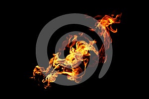 Abstract blurred fire flames isolated on black