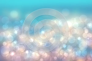 Abstract blurred fresh vivid spring summer light delicate pastel blue pink white bokeh background texture with bright circular