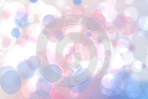 Abstract blurred fresh vivid spring summer light delicate pastel blue pink white bokeh background texture with bright circular