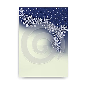 Abstract blurred gradient mesh background with white snowflakes with shadow