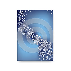 Abstract blurred gradient mesh background with white snowflakes with shadow