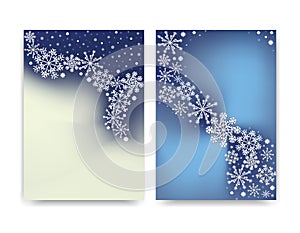 Abstract blurred gradient mesh background with white snowflakes with shadow