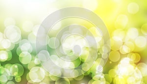 Abstract blurred green bokeh spring nature background. Fresh and natural background