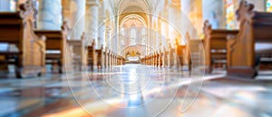 Abstract blurred interior of a church