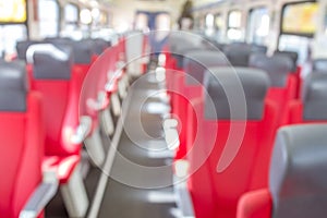 Abstract blurred Interior of train with empty seats