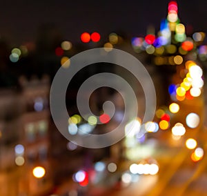 Abstract blurred lights of a street scene in New York City at night