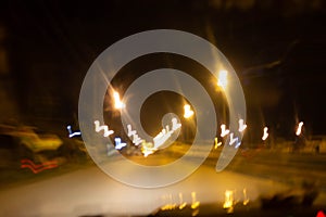 Abstract blurred long speed shutter light on road