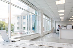 Abstract blurred modern workspace background