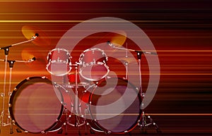 Abstract blurred music background with drum kit