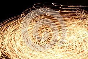 Abstract blurred swirl light lines on dark background