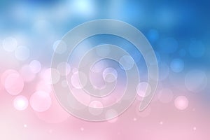 Abstract blurred vivid spring summer light delicate pastel pink blue bokeh background texture with bright soft color circles and