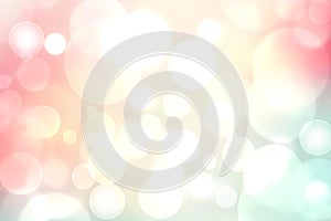 Abstract blurred vivid spring summer light pastel bokeh background texture with bright soft color circles. Space for your text.