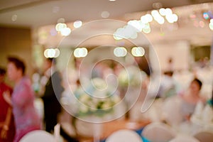 Abstract blurred of wedding ceremony in convention hall