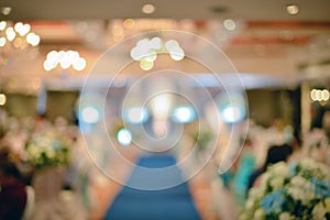 Abstract blurred of wedding ceremony in convention hall