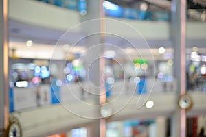 Abstract blurry background of retail shops in shopping mall