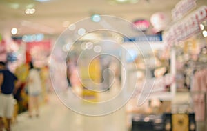 Abstract blurry background of retail shops in shopping mall