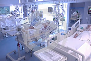 Abstract, blurry, bokeh background, image for the background. Intensive care unit.