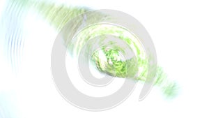 Abstract blurry circular motion of green colors on white background