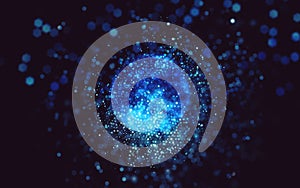 Abstract blurry effect blue explosion galaxy background