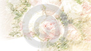 Abstract blurry paper texture background with rose bouquet