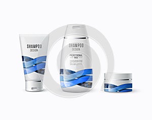 Abstract body care cosmetic brand concept. Tube cream, shampoo p